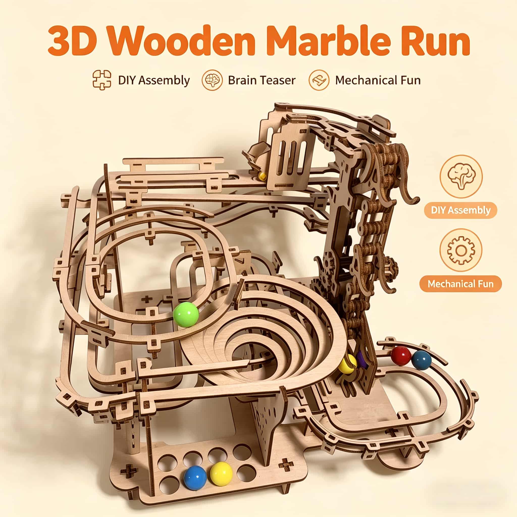 Mechanical Marble Run 3D Woode - Running Gear Track 评论和价格