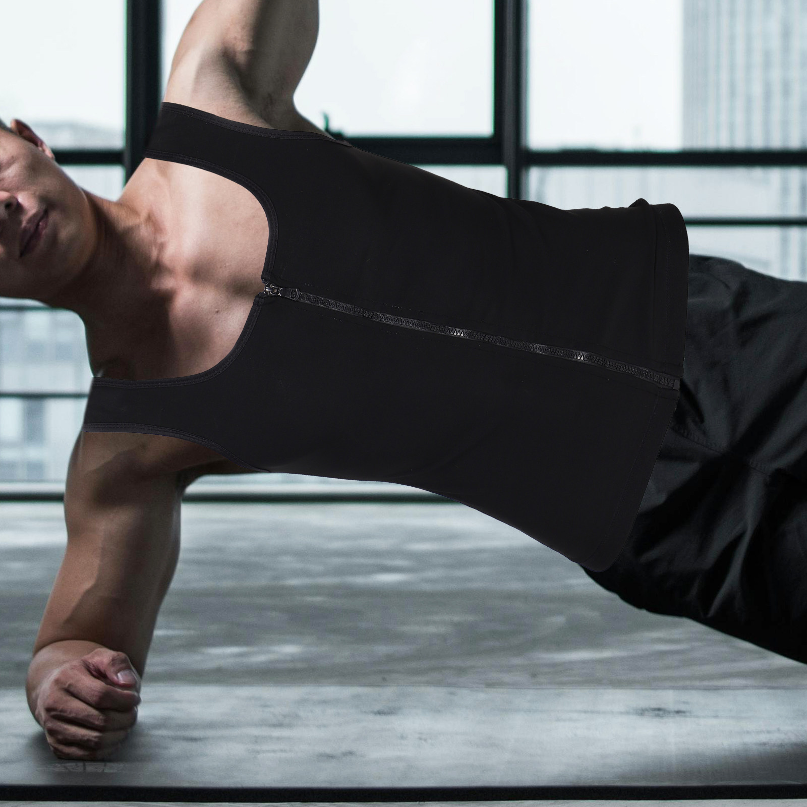 Men Sweat Vest Zip Up Compress - Running Gear Tank 评论和价格
